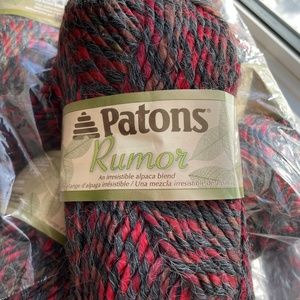 12 ballsPatons Rumor yarn Spanish Heather, 84% acrylic, 15% alpaca, 1% polyester